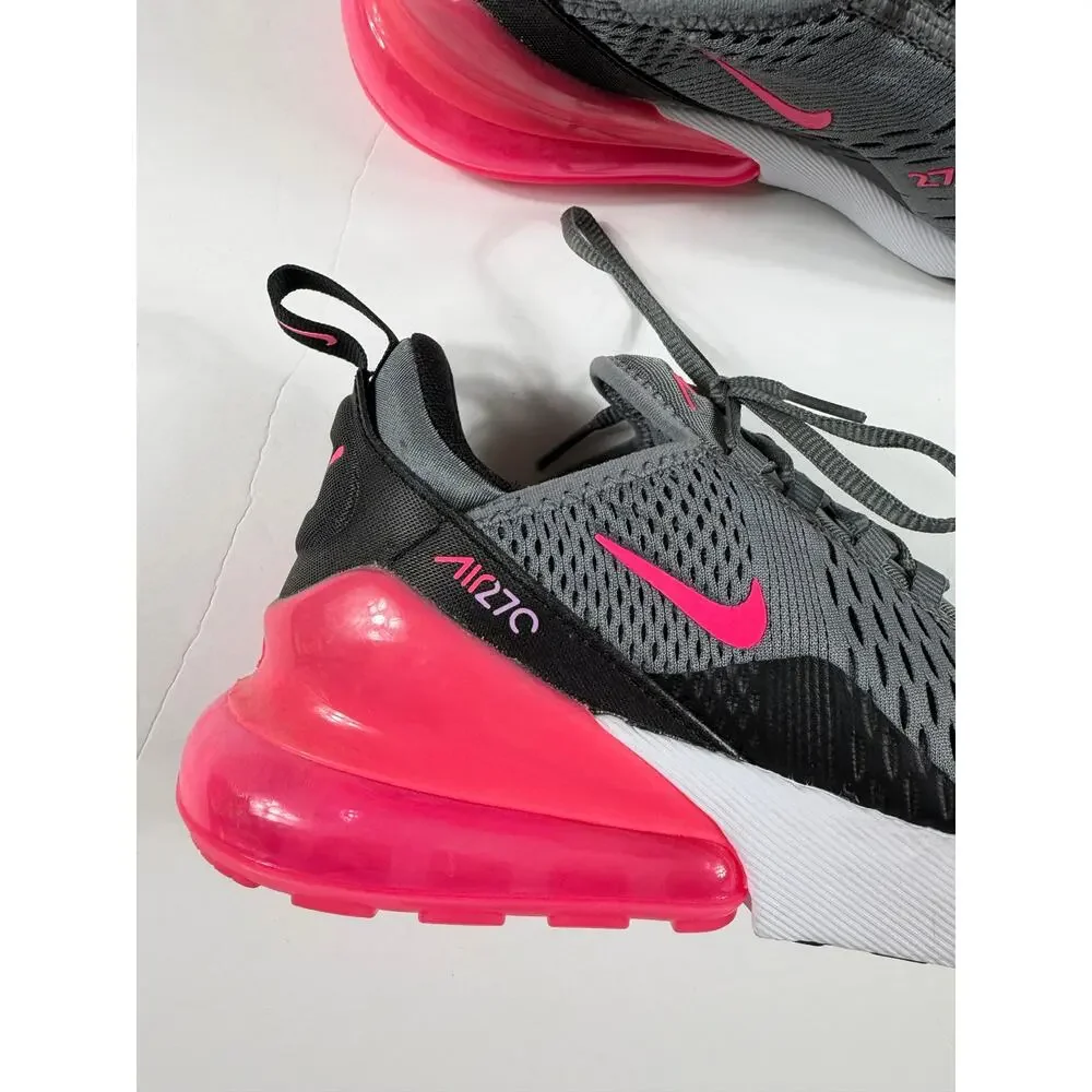 Nike Air Max 270 GS Gray Pink Running Shoes Youth 5.5 / Women’s 7